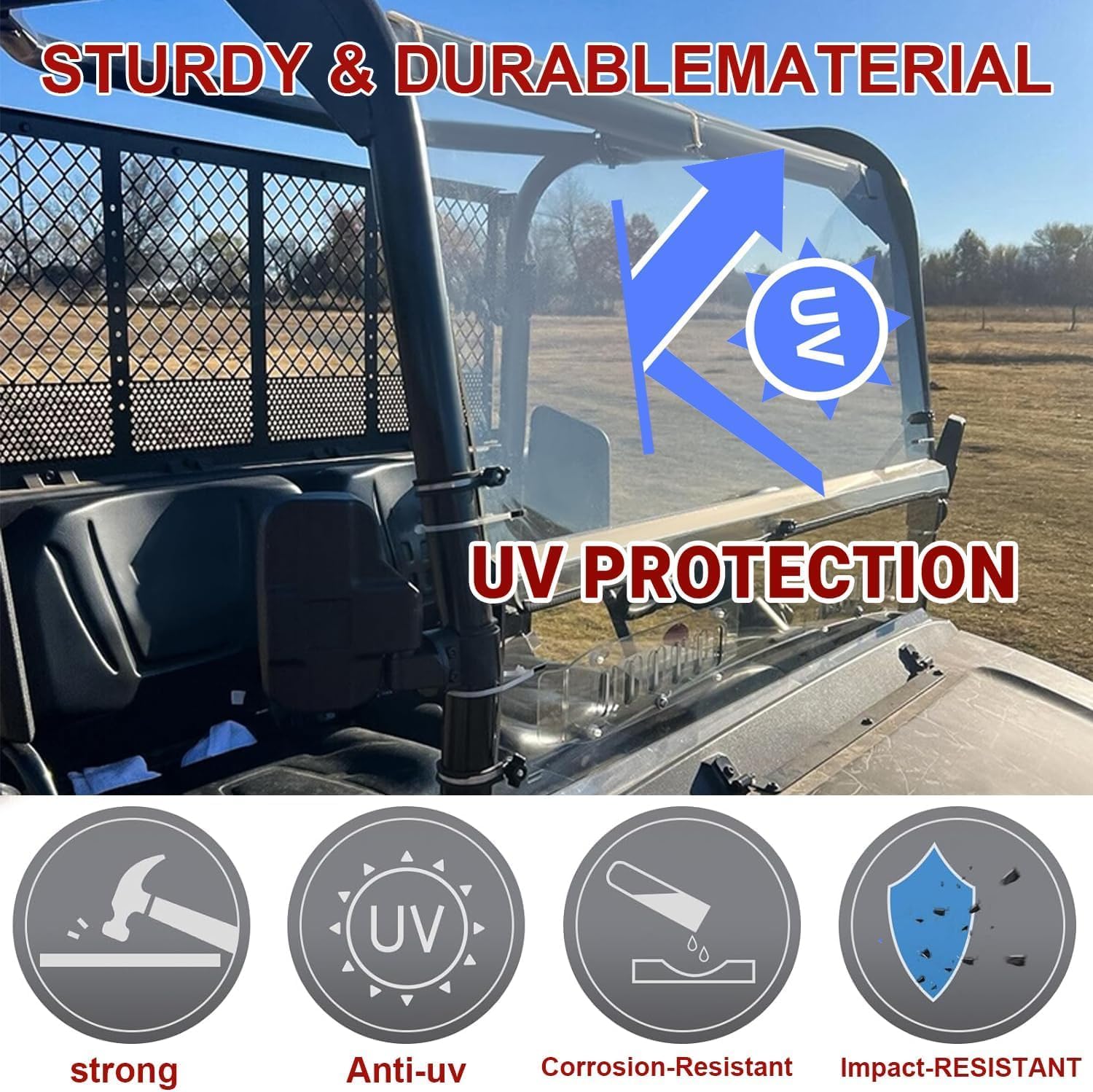 Front Full Windshield - Fits Kubota RTV X900, X1120, X1130, X1140 - Excludes Old Style RTV 900, RTV 900 XTG, RTV 1140CPX