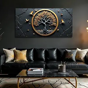 Celtic Tree of Life Wall Art – Golden Canvas Wall Decor for Living Room, Bedroom, or Entryway, Large Size 10x20