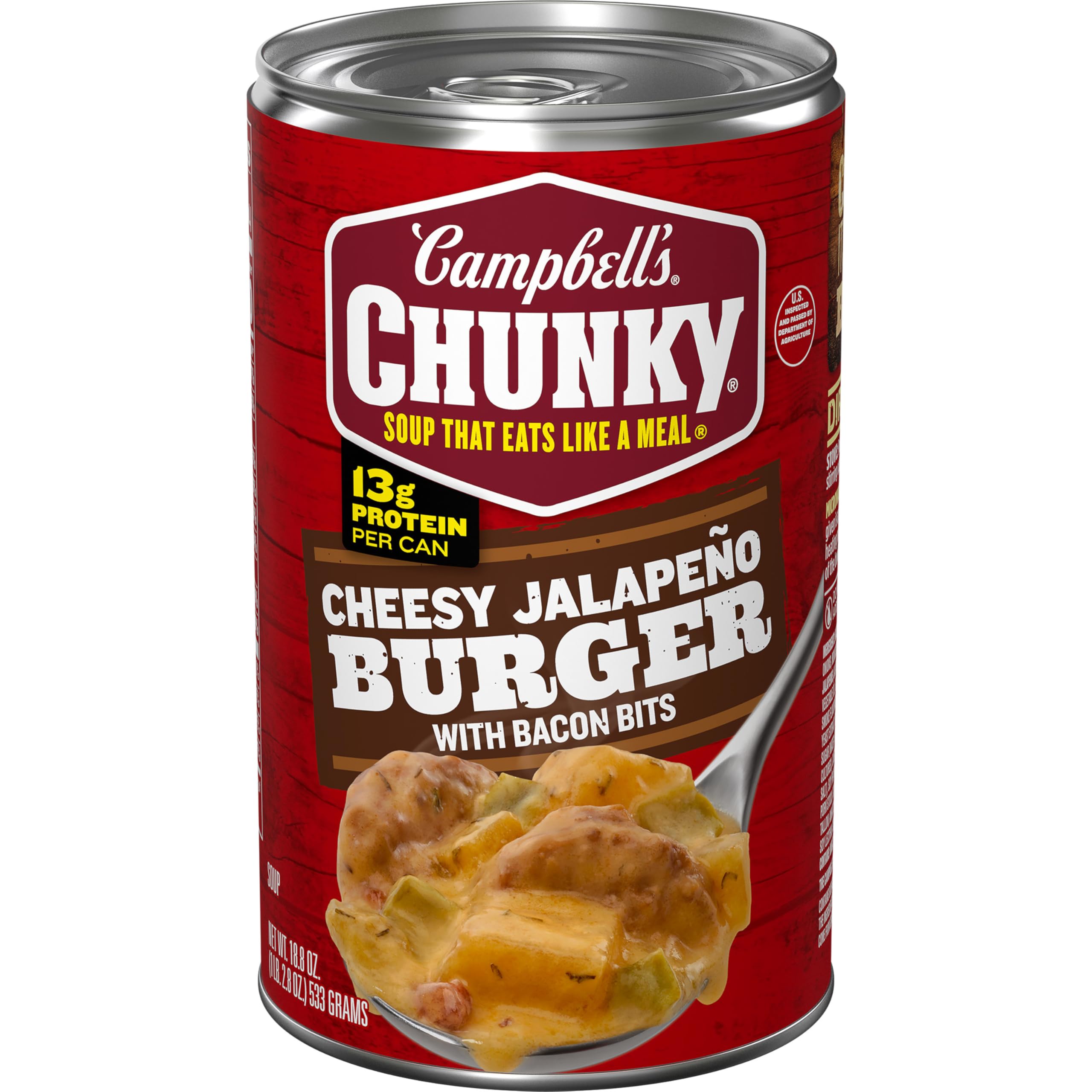 Campbell's Chunky Cheesy Jalapeño Burger with Bacon Bits Soup, 18.8 oz Can