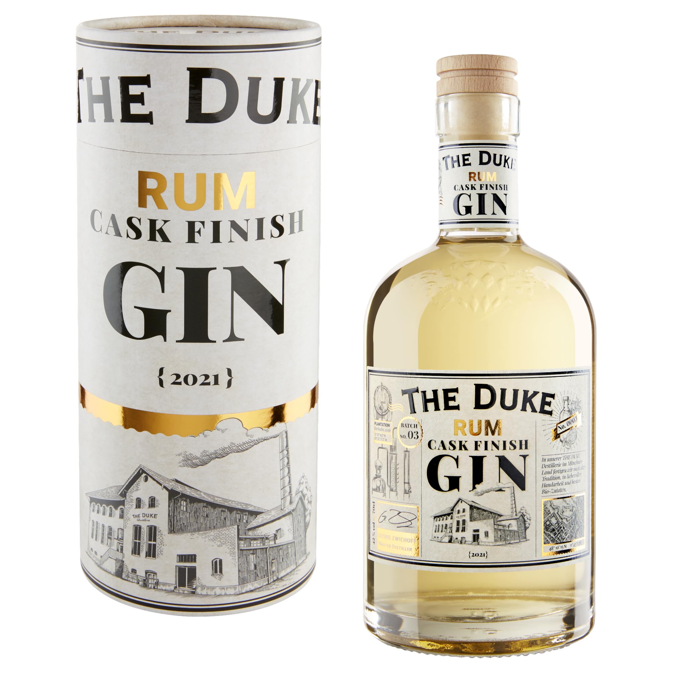 THE DUKE - Rum Cask Finish Gin - Bio Gin mit Ananas, Kokos & Rumfassnoten - Süß, holzig & fruchtig - Vegan - Hergestellt in Bayern - 42% vol. Alkohol - 70 cl