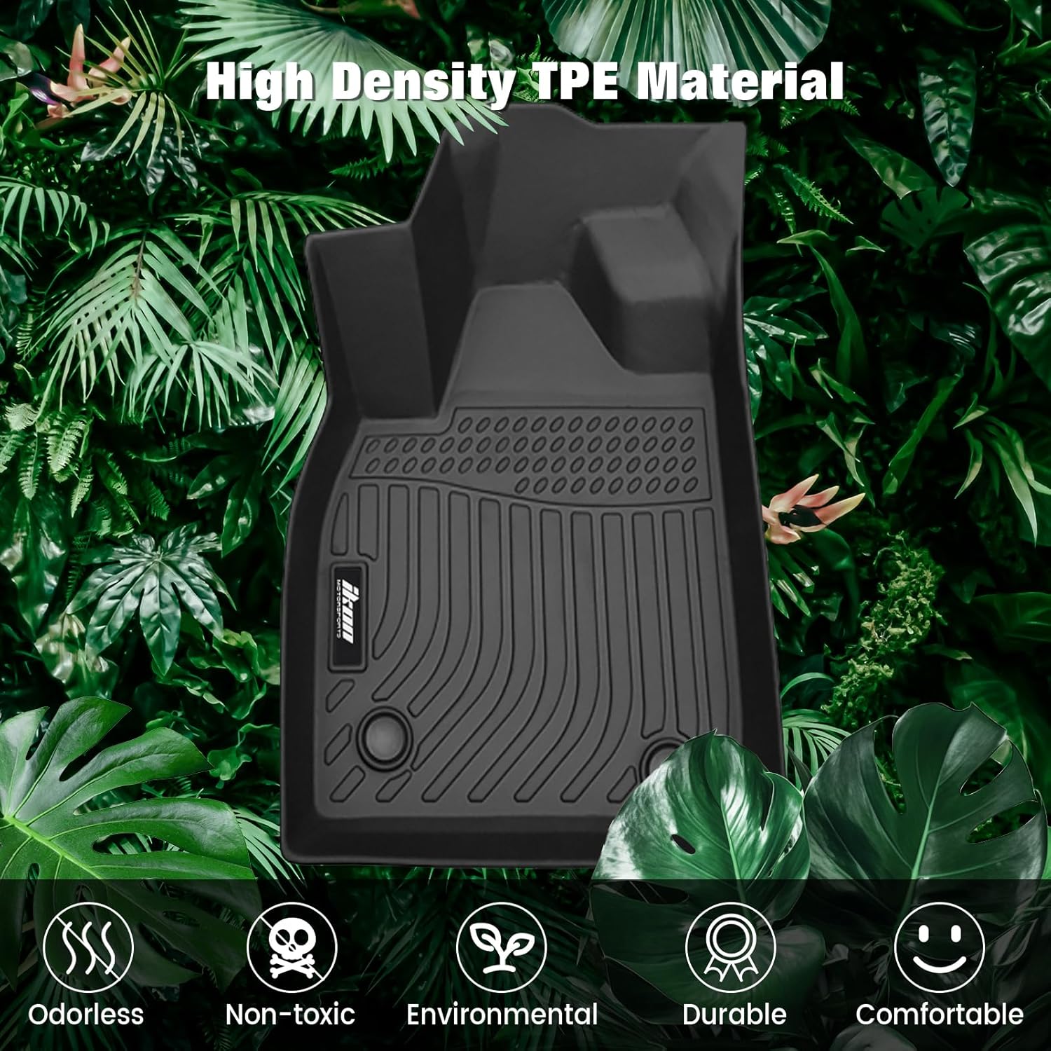 FREEMOTOR802® All Weather 3D TPE Car Floor Mats & Cargo Liner, Compatible with 2021-2024 Ford Mustang Mach-E, Custom Floor Carpets Trunk Mat Front Rear Protection Pad Black