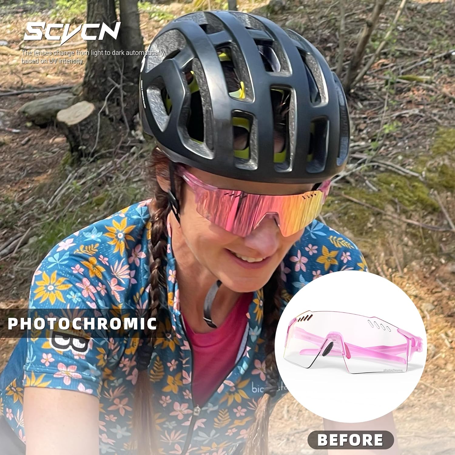 SCVCN Photochromic Cycling Glasses UV400 Protection for Women Men Sports Glasses TR90 MTB Running Mountain Bike S9A2 - Image 2
