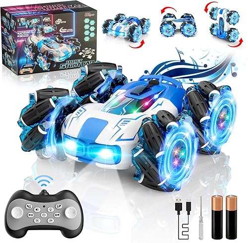 Remote Control Car 4WD with 360° Rotating Drift Stunt Rc Cars | 2.4GHz Remote Control with Cool Headlights,All-Terrain Off-Road Toy for Kids Ages 4-7 8-10 10-13 for Kids