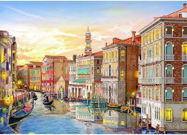 HUADADA Jigsaw Puzzles for Adults 1000 Puzzles for Adults 1000 Pieces Puzzle 1000 Pieces Jigsaw Puzzles Venice Canal Scenery