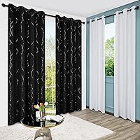 Vista 1 de Deconovo Cortinas opacas negras para sala de estar, cortinas de 84 pulgadas de largo (52 x 84 pulgadas, 2 paneles), paquete de cortinas opacas