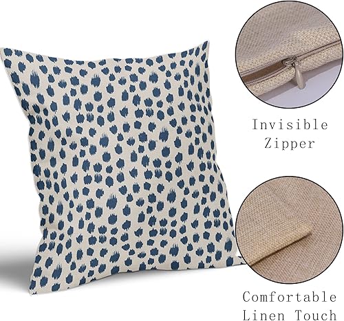 Miniatura 4 de Fundas de Almohada Azul Claro Crema 20x20 Juego de 2 Diseño Boho Lunares Almohadas Decorativas Estampado Moderno de Pinceladas Fundas de Almohada