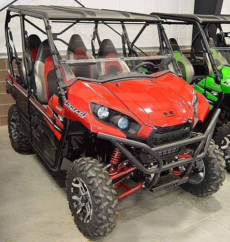 Miniatura 7 de Kawasaki Teryx (2016 y posteriores) totalmente plegable resistente a los arañazos UTV parabrisas. ¡Máxima versatilidad! Completo, medio o apagado en