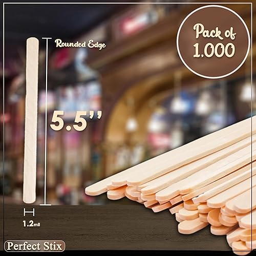 Miniatura 2 de Perfect Stix Agitadores de café redondos de madera de 5.5 pulgadas. 5.5 pulgadas de longitud y 1.2 mil de grosor. Paquete de 1000 unidades.
