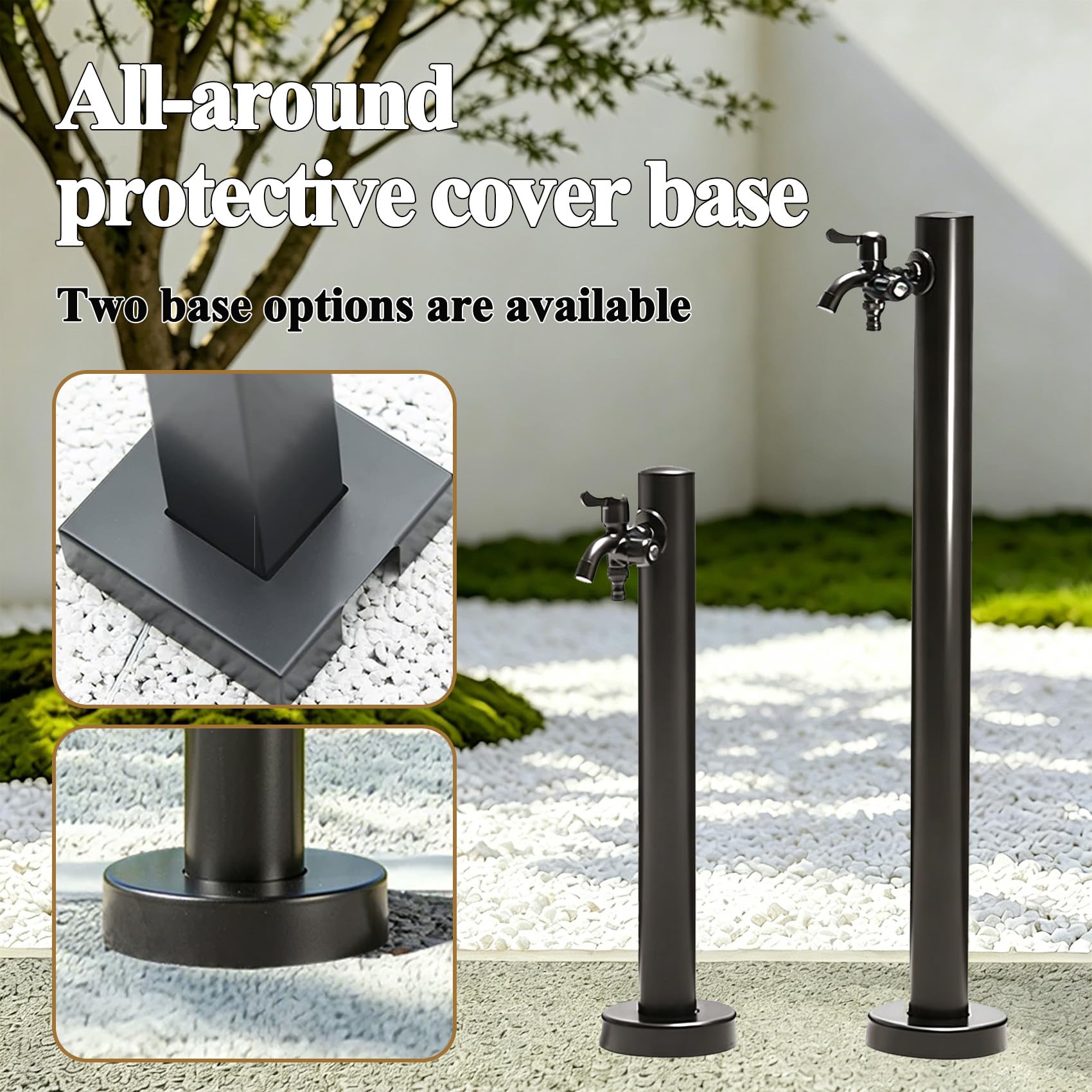 Robinet de Jardin en Acier Inoxydable, Colonne d'eau extérieure de 60 cm pour Piscine, Jardin et Irrigation agricole. Finition Noire Durable. Solution d'hydratation et d'aménagemen