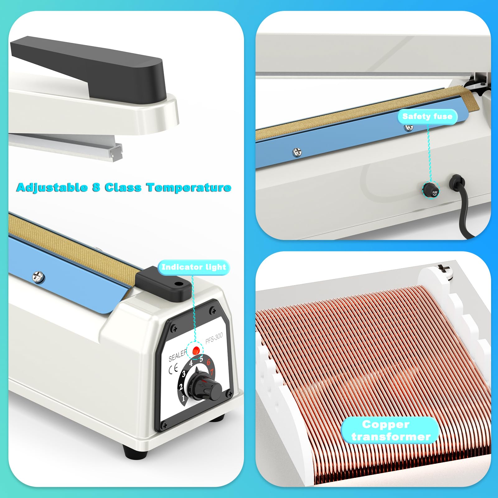 macchina termosaldatrice sigillante ad impulsi sigillatrice a caldo sigillatore sacchetti saldatrice per plastica Lunghezza <30 cm