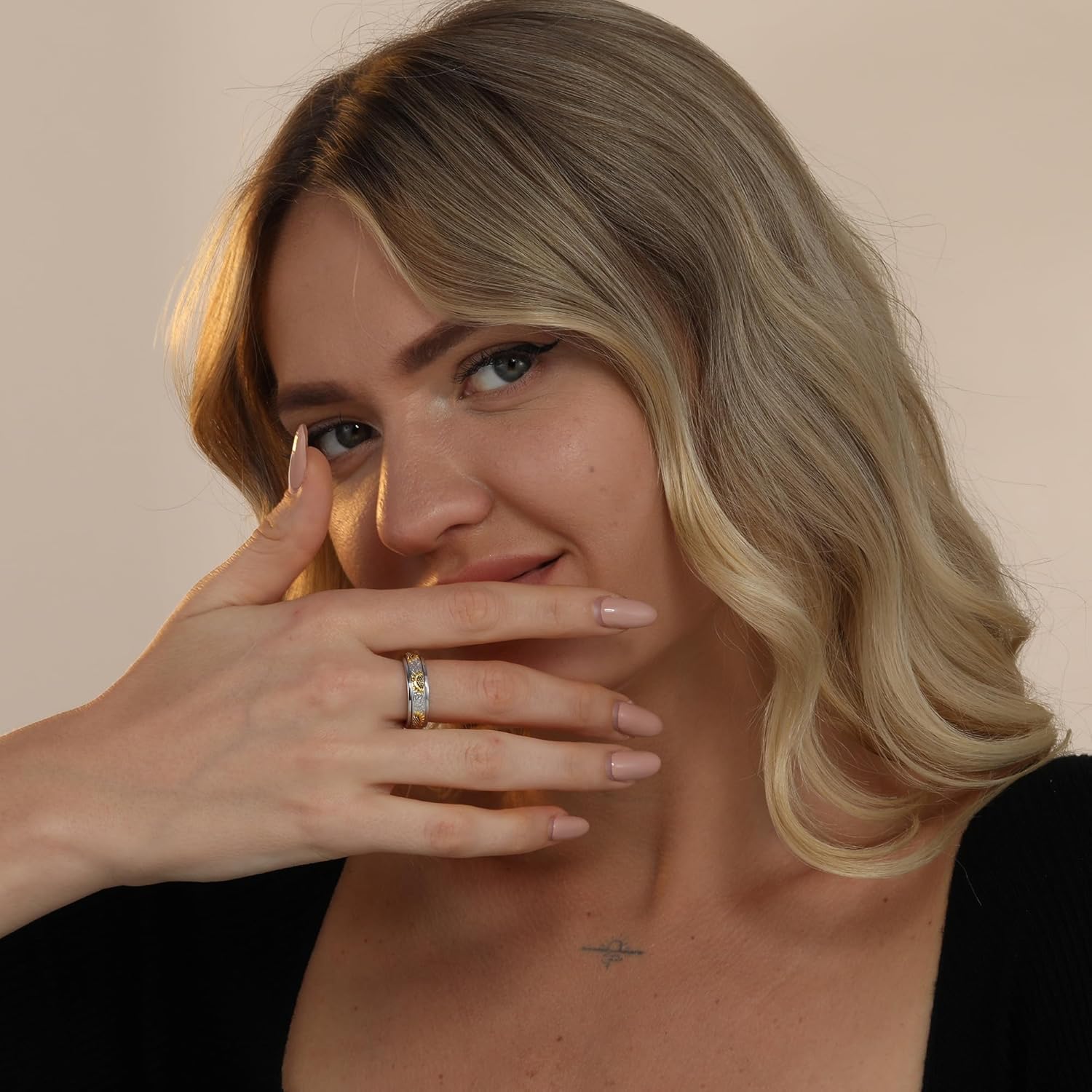 POPLYKE Sterling Silver Anxiety Spinner Rings Rotatable Mood Rings for Women Relieve Stress Gift - Image 3