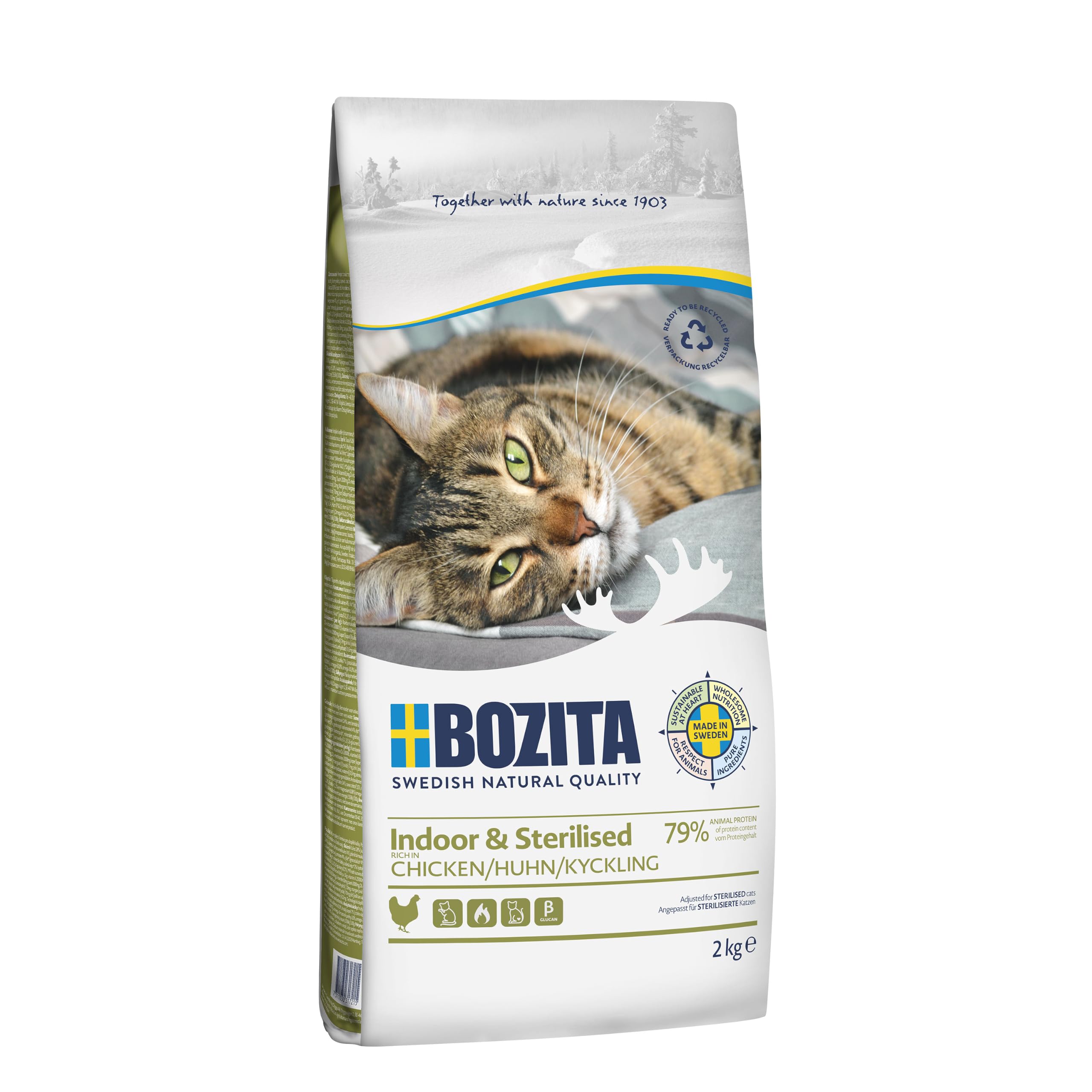 Bozita Dog Food, Bird, Chicken Flavor, Indoor & Sterilised, 2kg