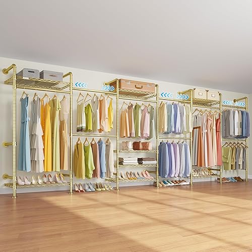 Miniatura 8 de Timate F6 - Perchero para colgar en la pared, sistema de armario de tubería industrial expandible, perchero colgante resistente, organizador de