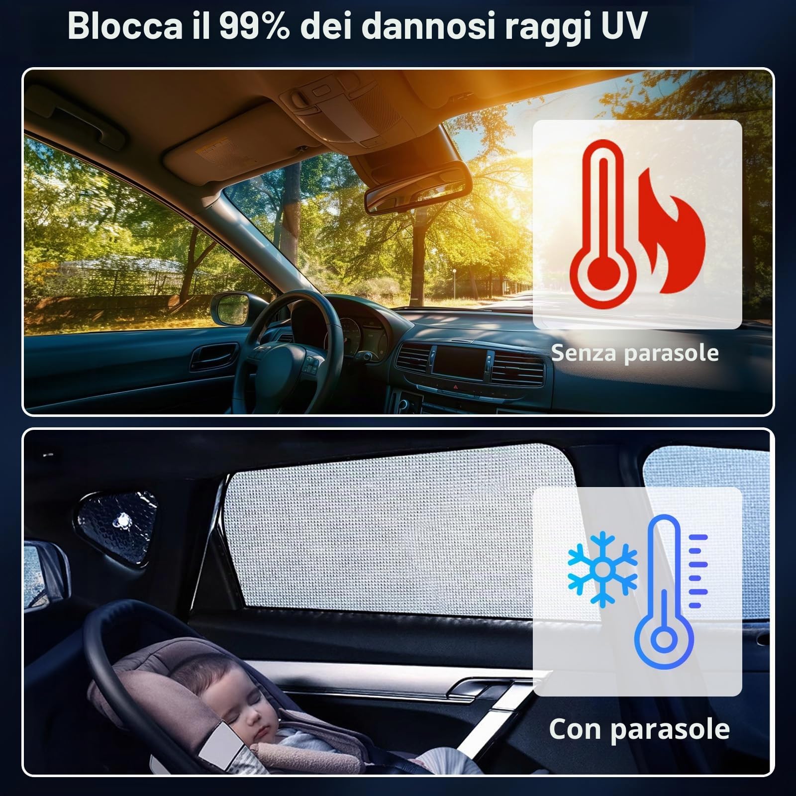 Tappetino termico interno per cabina di guida, adatto per VW T5/T6, set da 8 pezzi, multistrato, protezione solare antistrappo, facile da montare, versatile, con custodia per il trasporto (LWB