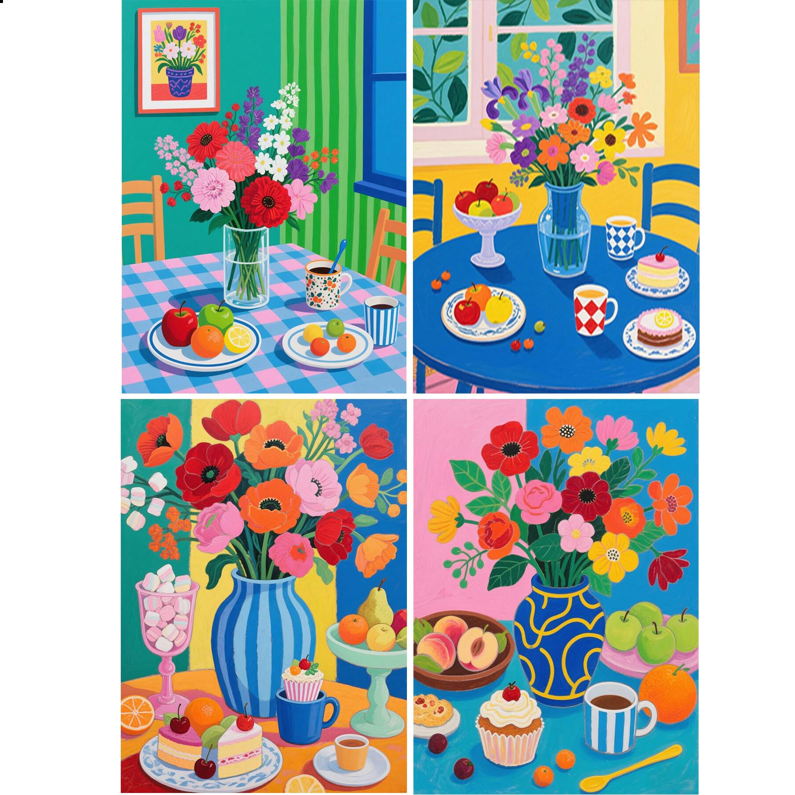 JISHSHAY 4点セット ダイヤモンドアート 花 丸いビーズ 30×40cm ダイヤモンドアート キット デザート ビーチ ビーズアート ダイヤモンド アート ダイアモンドアート セット diamond painting 手作りキット 大人向け