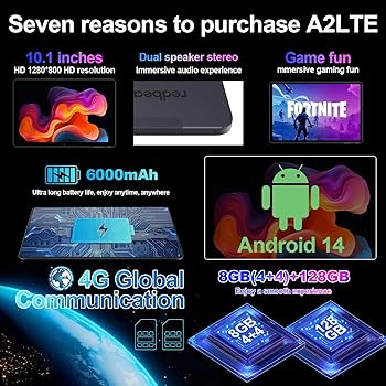 Amazon.com: 10 inch Tablet Android 14 - 8GB RAM 128GB