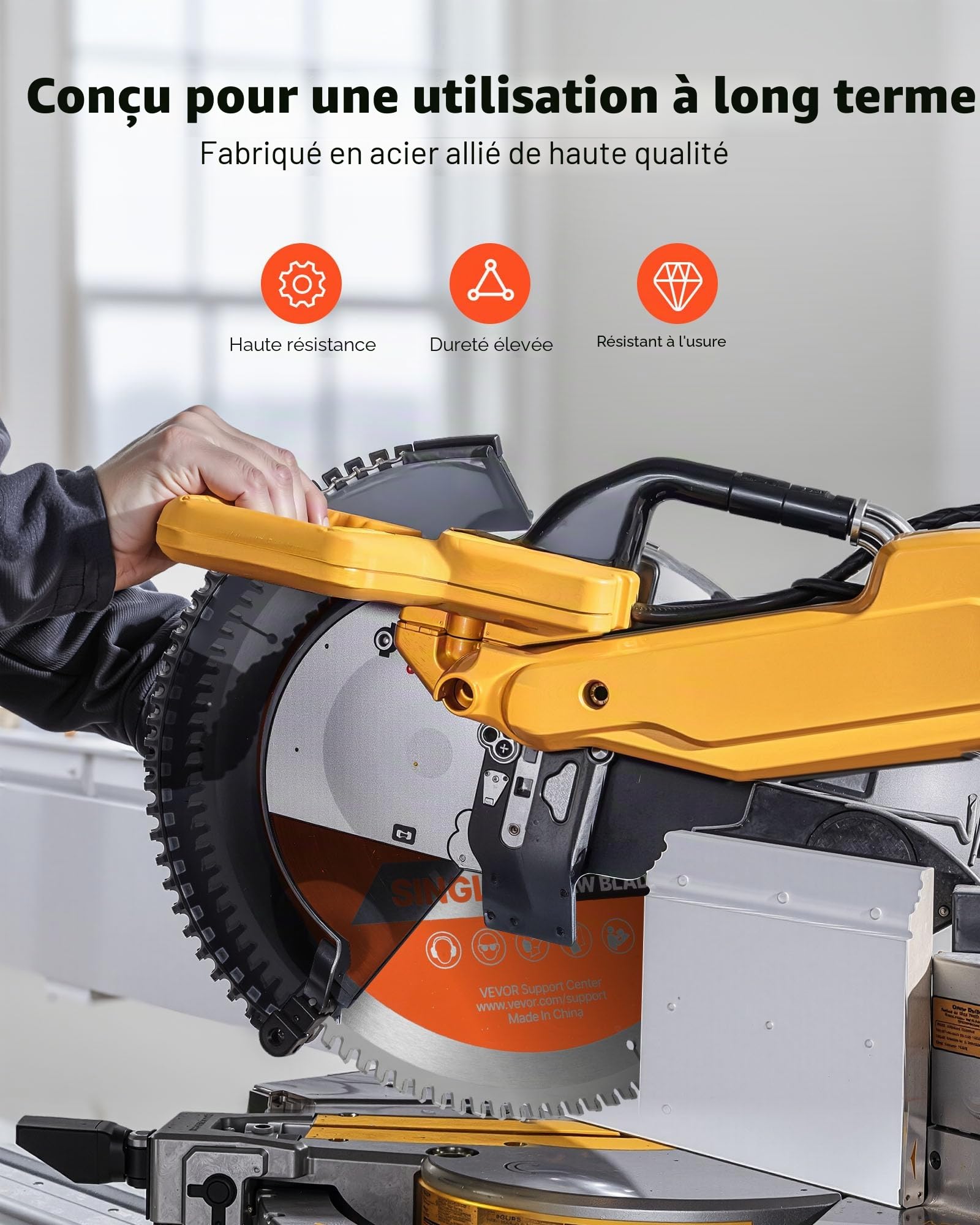 VEVOR Lame de scie circulaire, Ø 305 mm, lame de coupe pour scie circulaire, 100 dents alliage, arbre 25,4 mm, finition soignée, avec évents de chauffage antibruit, pour couper aluminium, acier, métal