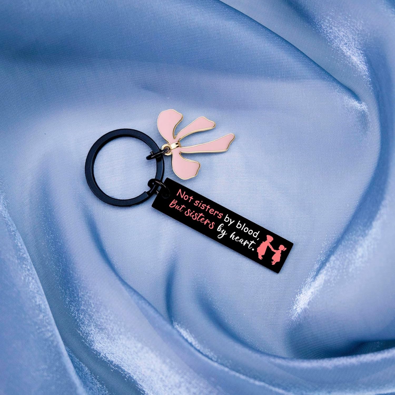 Gifts for Best Friend Sister Christmas Gifts Special Friendship Gift for Women Graduation Birthday Thank You Gift for Women - Not Sisters by blood But sisters by heart Bow Friendship Keychain Jewels - Image 2