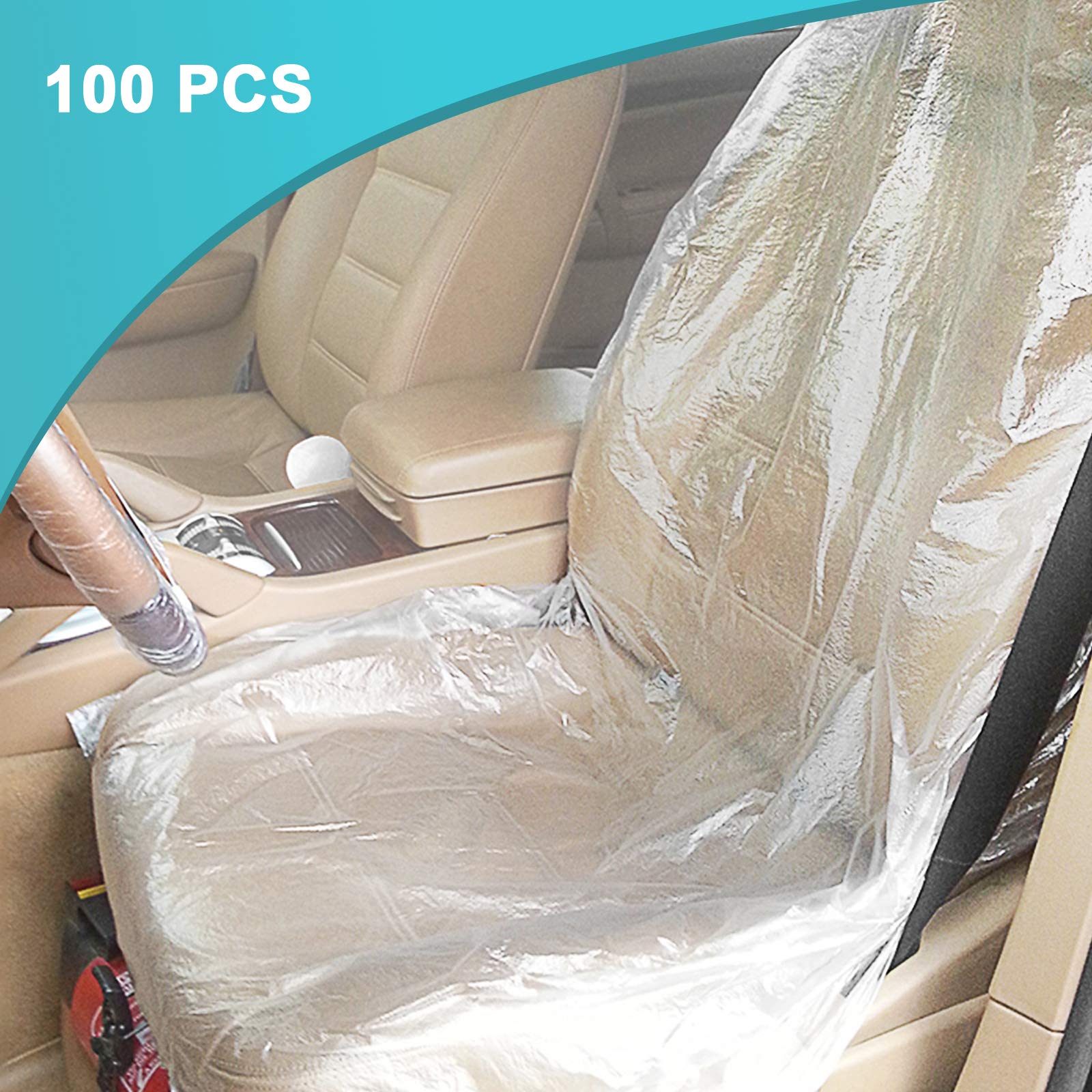 100 Pcs Car Disposable Plastic Seat Covers Universal Transparent