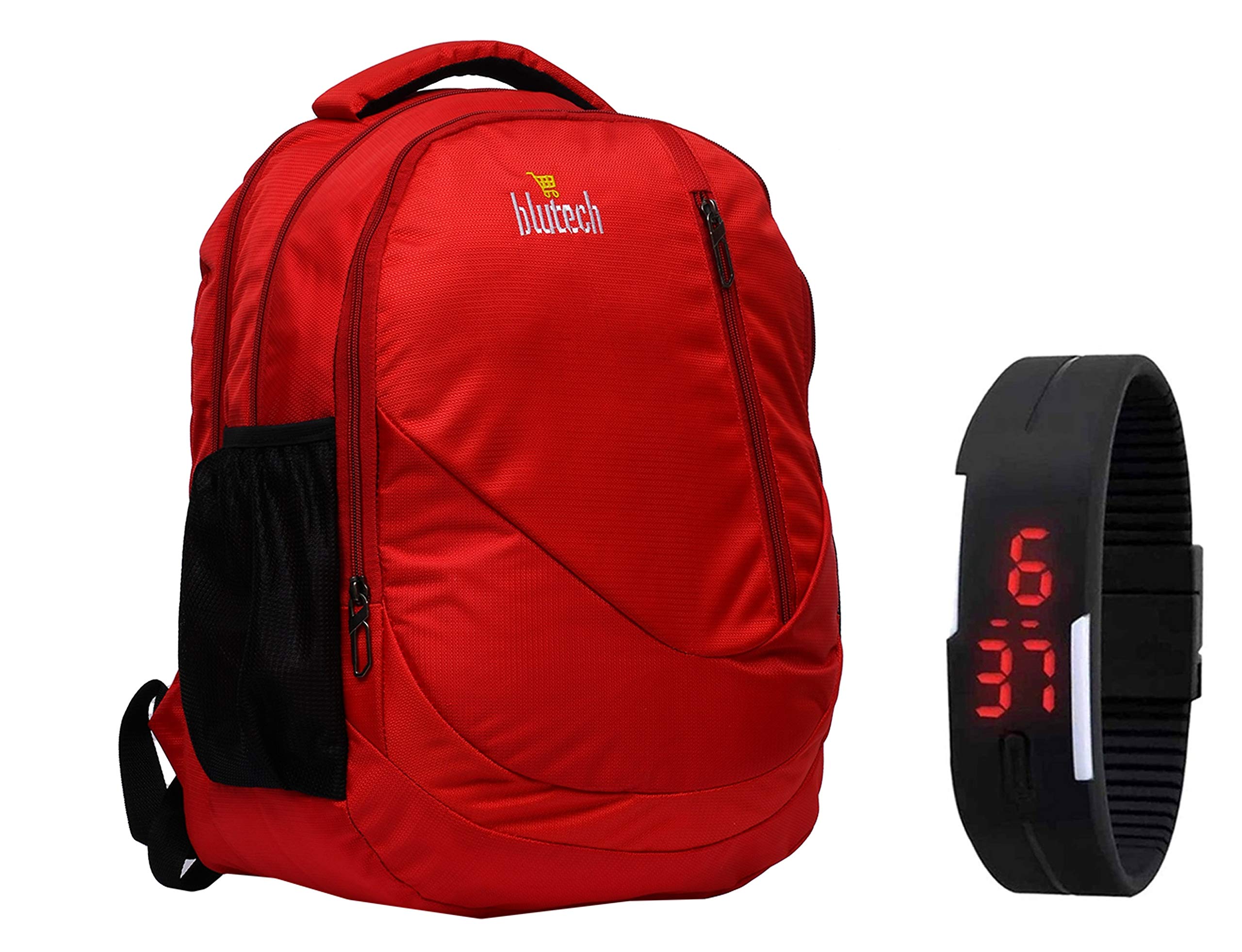 BLUTECH Canvas Full RED Waterproof,Laptop College School Bag for Boys+ Free RED LED B2 Full RED (B07J5M88S6) Amazon Price History, Amazon Price Tracker