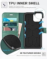 Vista 4 de TUCCH Funda para iPhone 11, funda tipo cartera para iPhone 11 con funda protectora interior de TPU, ranura para tarjetas de bloqueo RFID, magnética