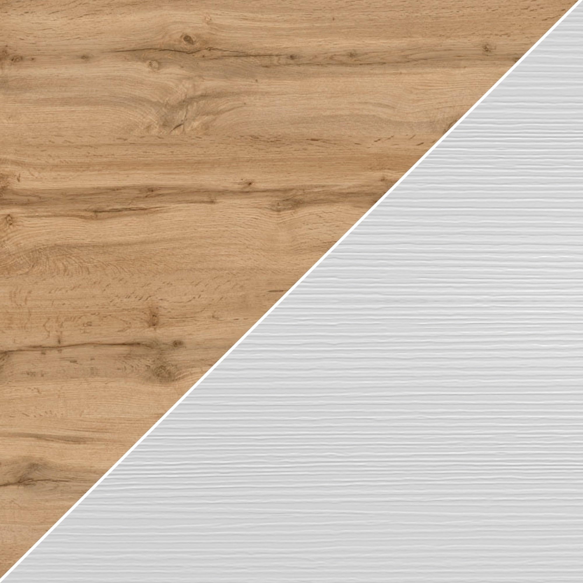MOBILI FIVER, Ausziehbarer Esstisch Easy, 140(220) x90 cm, Rustikale Eiche und Esche Weiss, Made In Italy