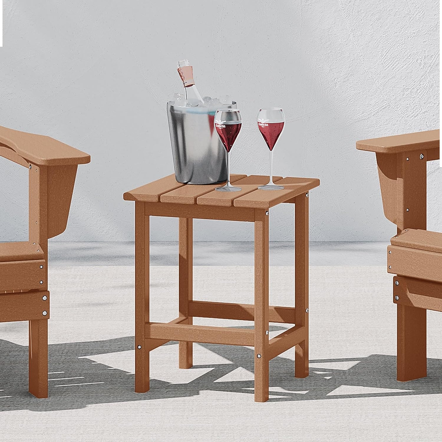 WestinTrends Malibu Square Outdoor Side Table for Adirondack Chair, Teak