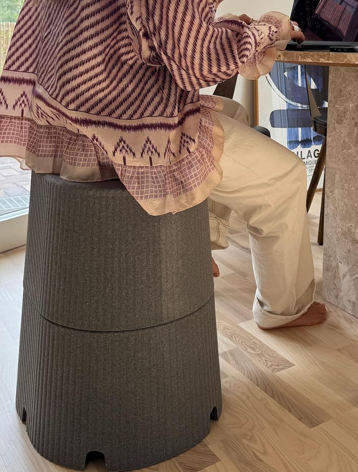 byACRE Dorica Multifunctional Stool - Grey - Ultralight (Only 1.9 kg), Water-Repellent & Non-Slip - For Home, Bathroom & Garden - Robust, Recyclable & Self-Drying - Indoor & Outdoor