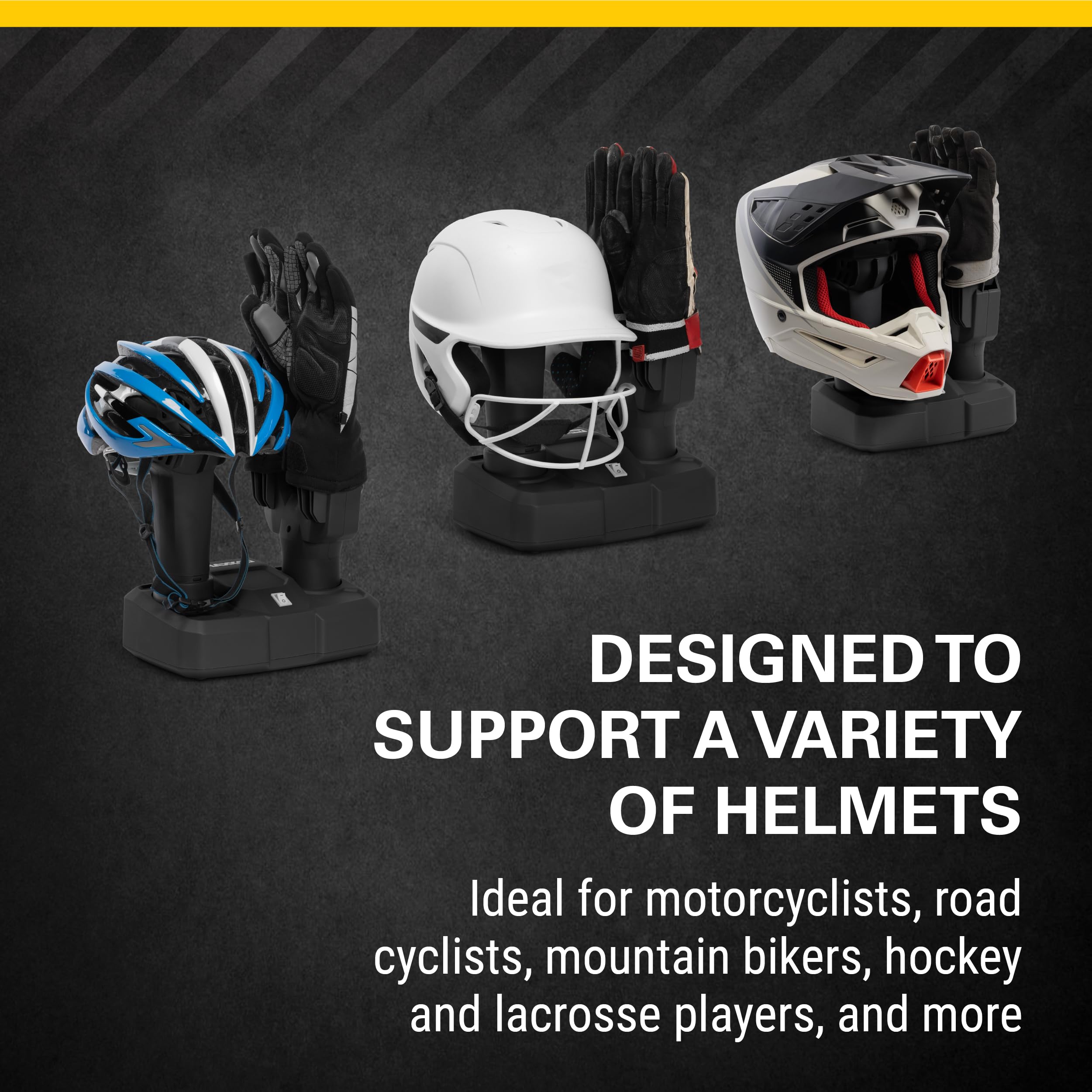 MaxxDry - Secador de casco y guantes, flujo de aire sin calor impulsado por ventilador, seca rápidamente cascos, guantes y equipo de protección, compacto, duradero y silencioso, perfecto para deportes