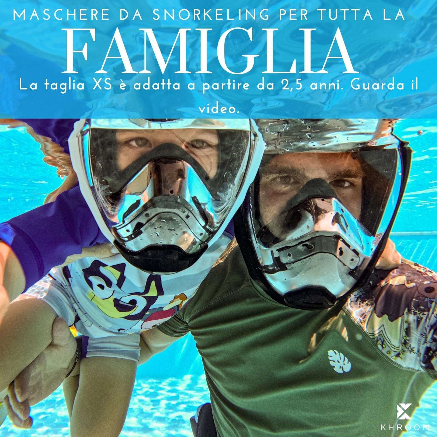 Khroom Maschera da Snorkeling sicura CO2 Maschera a Pieno facciale | Maschera Subacquea per Adulti e Bambini | Maschere da immersione | Seaview Y
