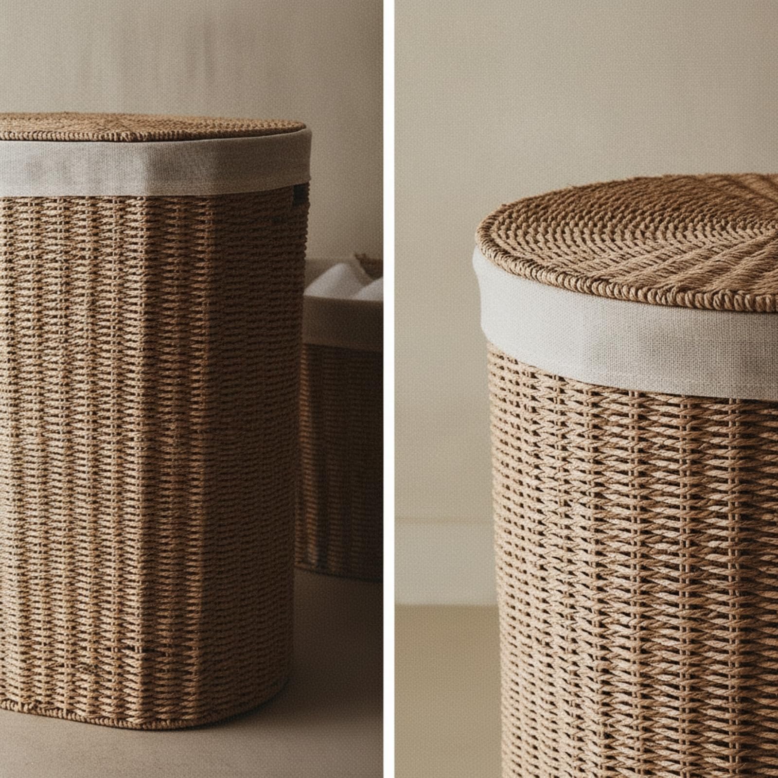 Baoblaze Cesto de Ropa Sucia Cesta de Almacenamiento con Tapa Organizador Tejido a Mano de Cuerda de Papel con Forma Cilíndrica y Tapa Plana Adecuado para Dormitorio Baño Armario