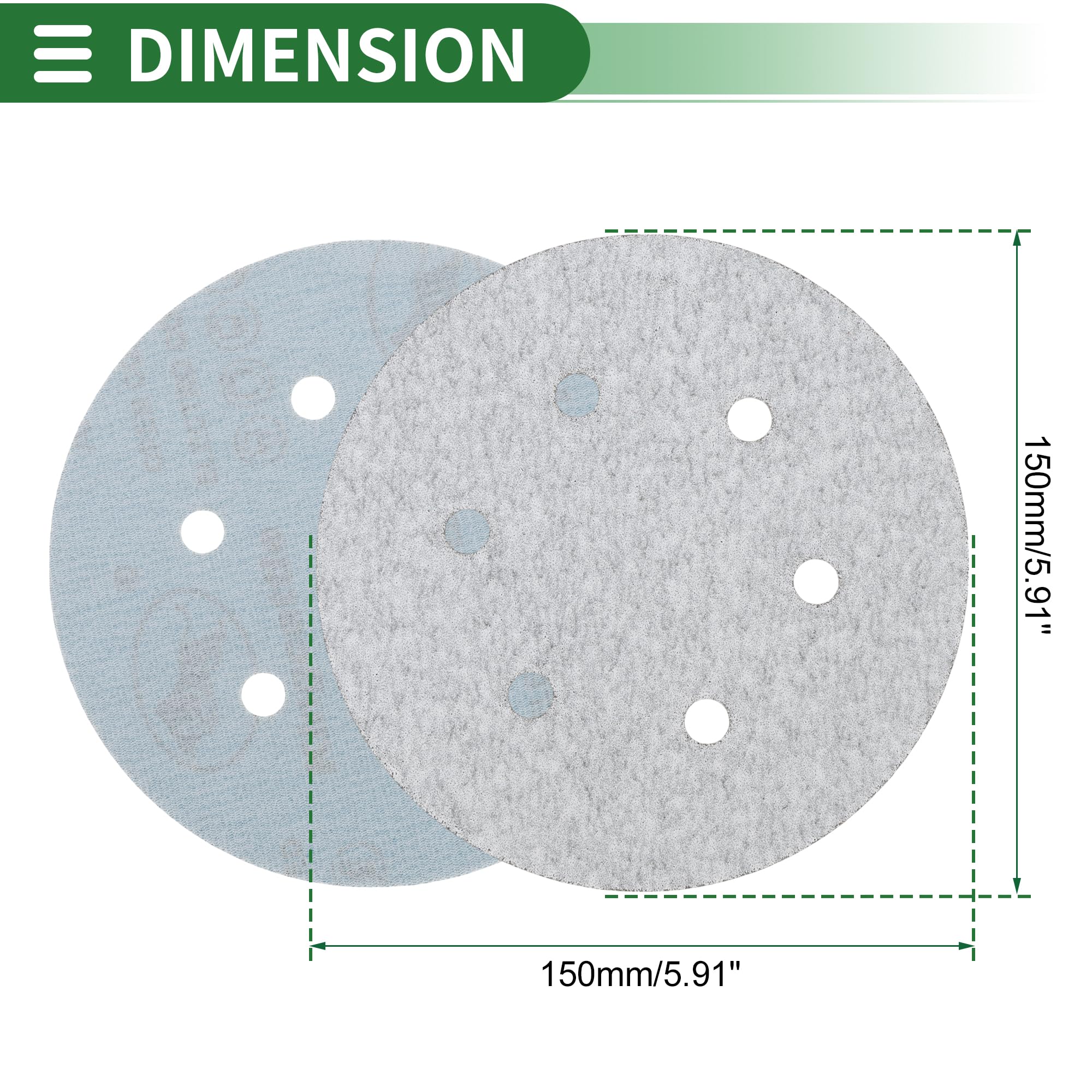 Hihaha Sandpaper Hook & Loop Sanding Sheets 150x150mm White 120 Grit Round Efficient Grinding and Polishing Automobile Manufacturing and Repair Woodworking - Image 3
