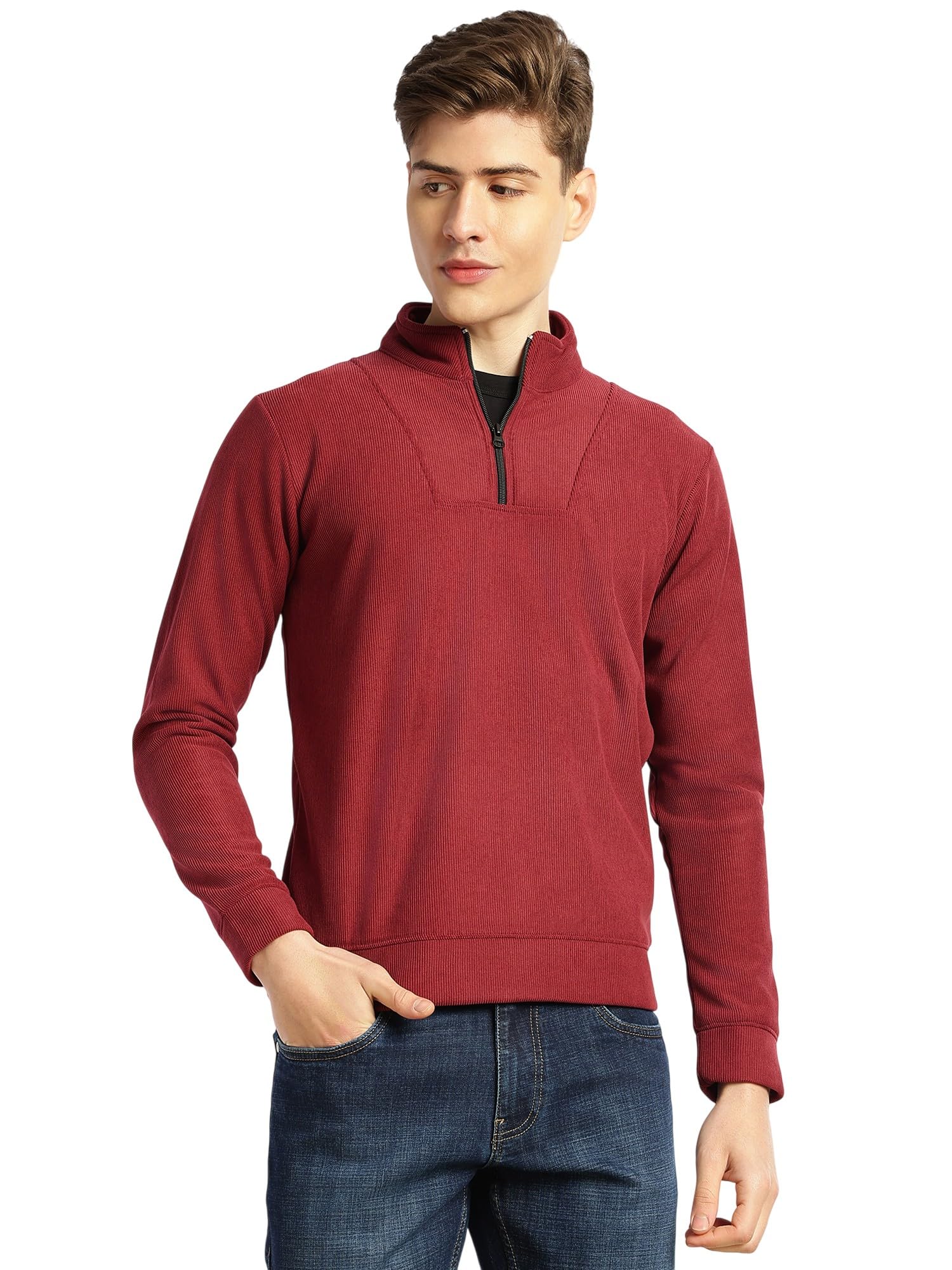 thomas scott Men's | Regular Fit | Long Sleeves | High Neck | Solid | 100% Polyester | Knitted | Sweatshirt | Dry Clean Only-picture-22
