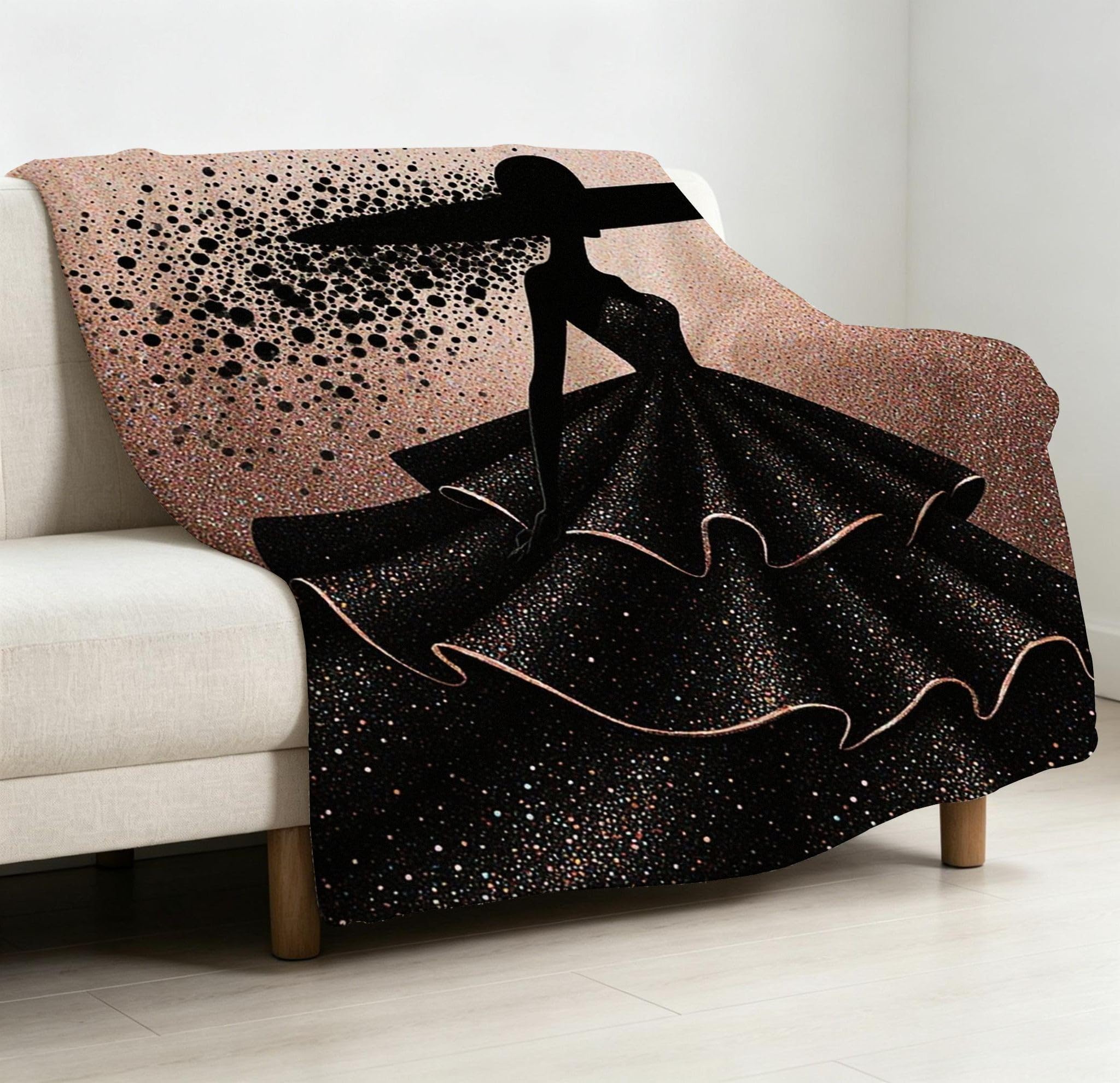 Coperta Pile Matrimoniale 240x260 cm Ragazza Nera, Coperta XXL Super Morbida Multiuso Come Copriletto o Plaid da Salotto, Calda e Leggera, Protezione dal Freddo, AW6918