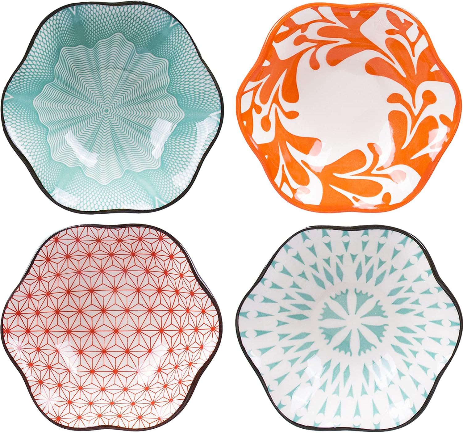 Japanese Soy Sauce Dishes Set of 4, Ceramic Soy Dishes