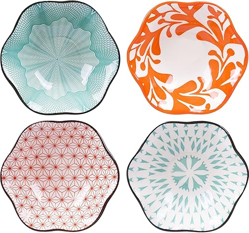 VanEnjoy Juego de 4 platos japoneses de cerámica de estilo moderno para salsa de soja, platos de salsa de soja