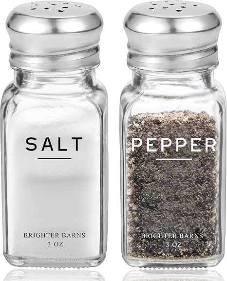 Glass Salt and Pepper Shakers Set by Brighter Barns -
