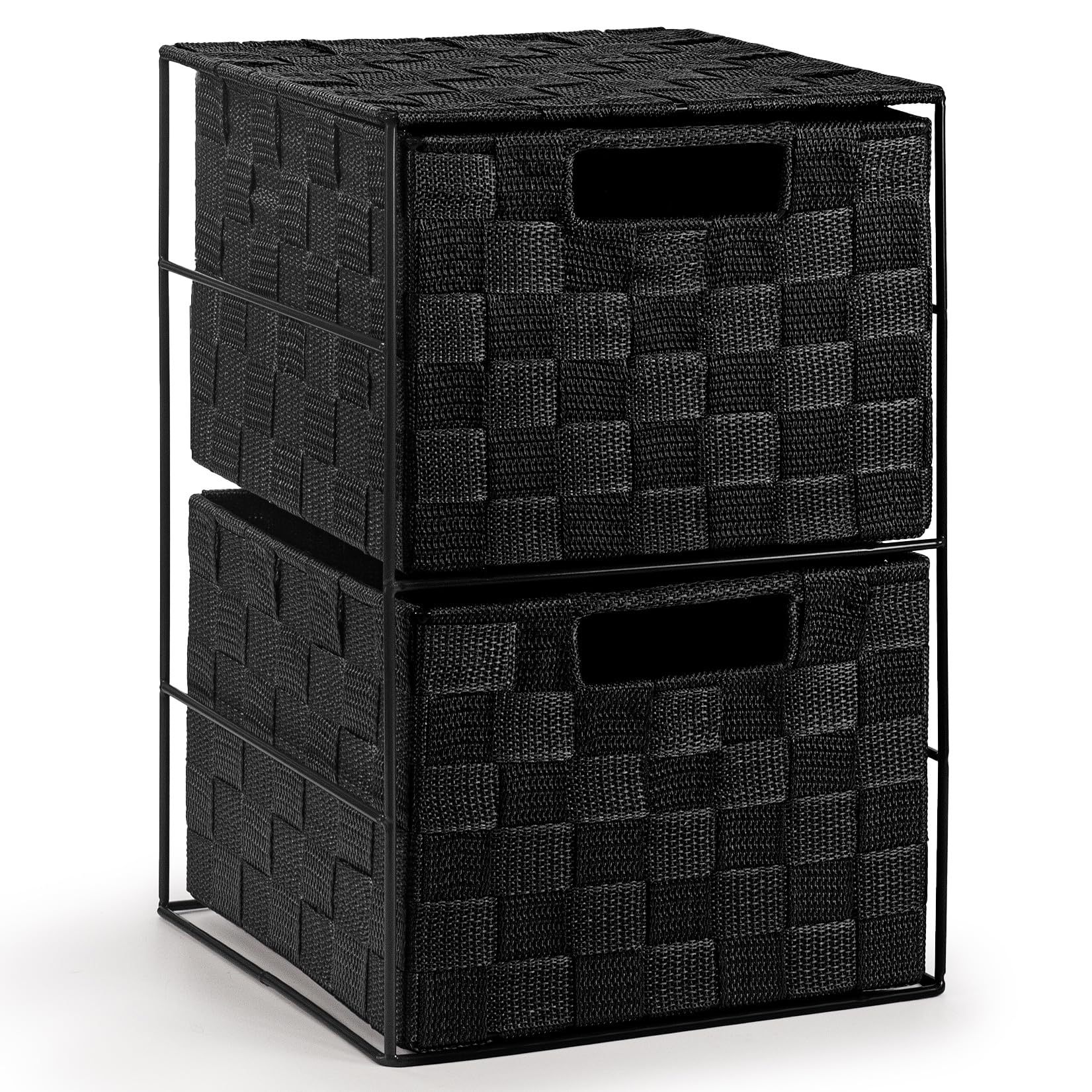 EHC 2 Drawer Storage Cabinet for Bedroom, Bathroom - Black