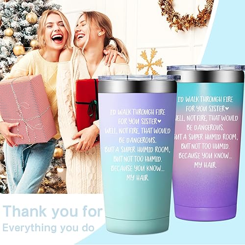 Miniatura 5 de Fufendio Regalos para hermanas de hermanas  Regalos de cumpleaños para hermanas  Regalos del día de la madre para hermana  I'd Walk Through Fire for