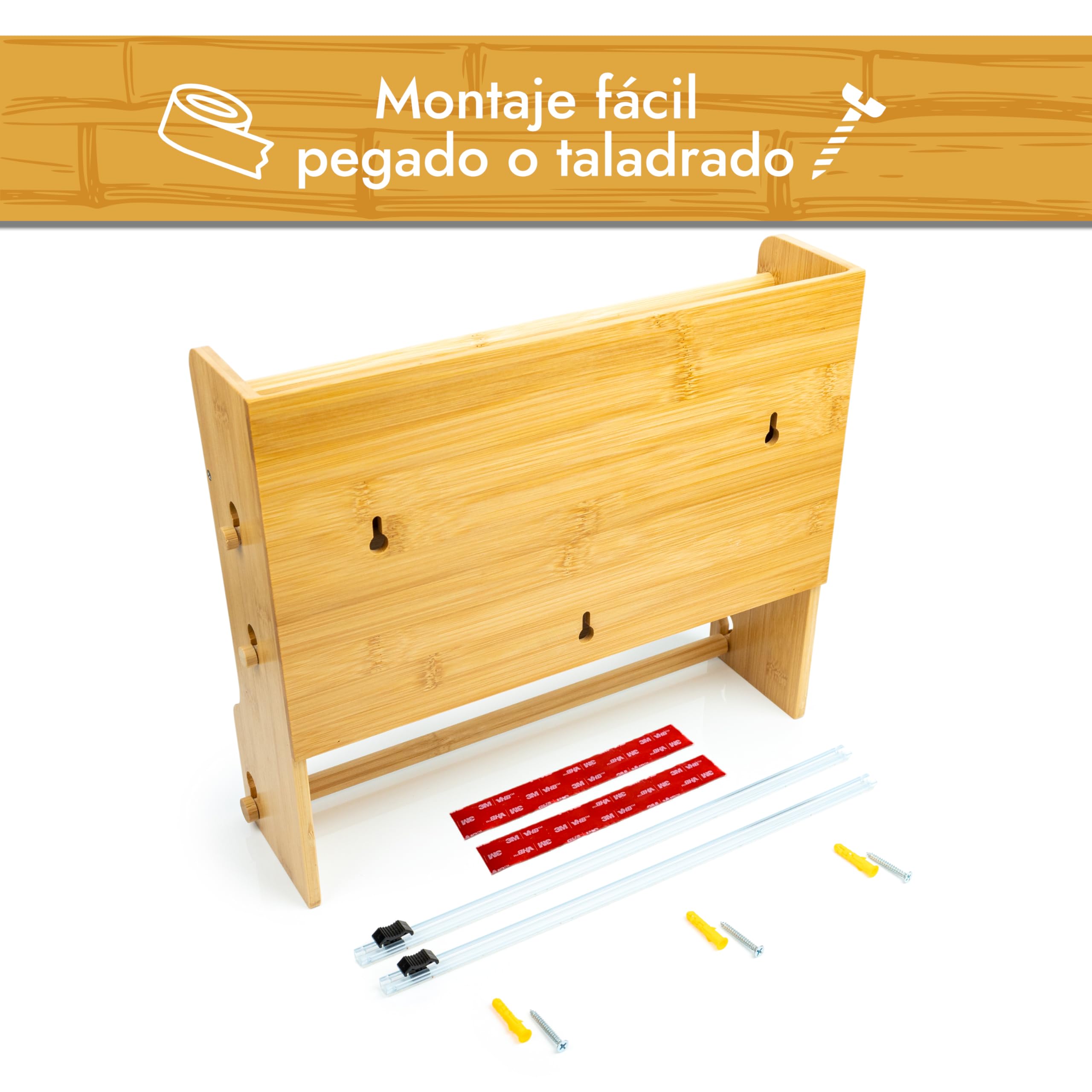 Portarrollos de Pared [sin taladrar] con Cuchillas Extremadamente afiladas – Montaje Muy fácil y fácil manejo – Portarrollos de Cocina Elegante