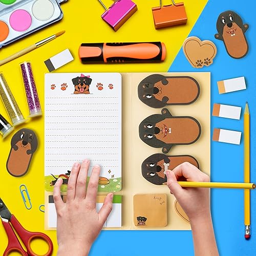 Miniatura 3 de Xqumoi Juego de notas adhesivas con texto en inglés "I Just Really Like Dachshund, 550 hojas de dibujos animados de perro salchicha", almohadillas