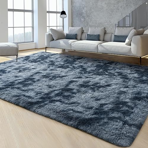 Vista 21 de FlyDOIT Alfombras de área grande para sala de estar, alfombra peluda marfil de 4x6 pies, alfombras mullidas de felpa ultra suave, alfombras peludas