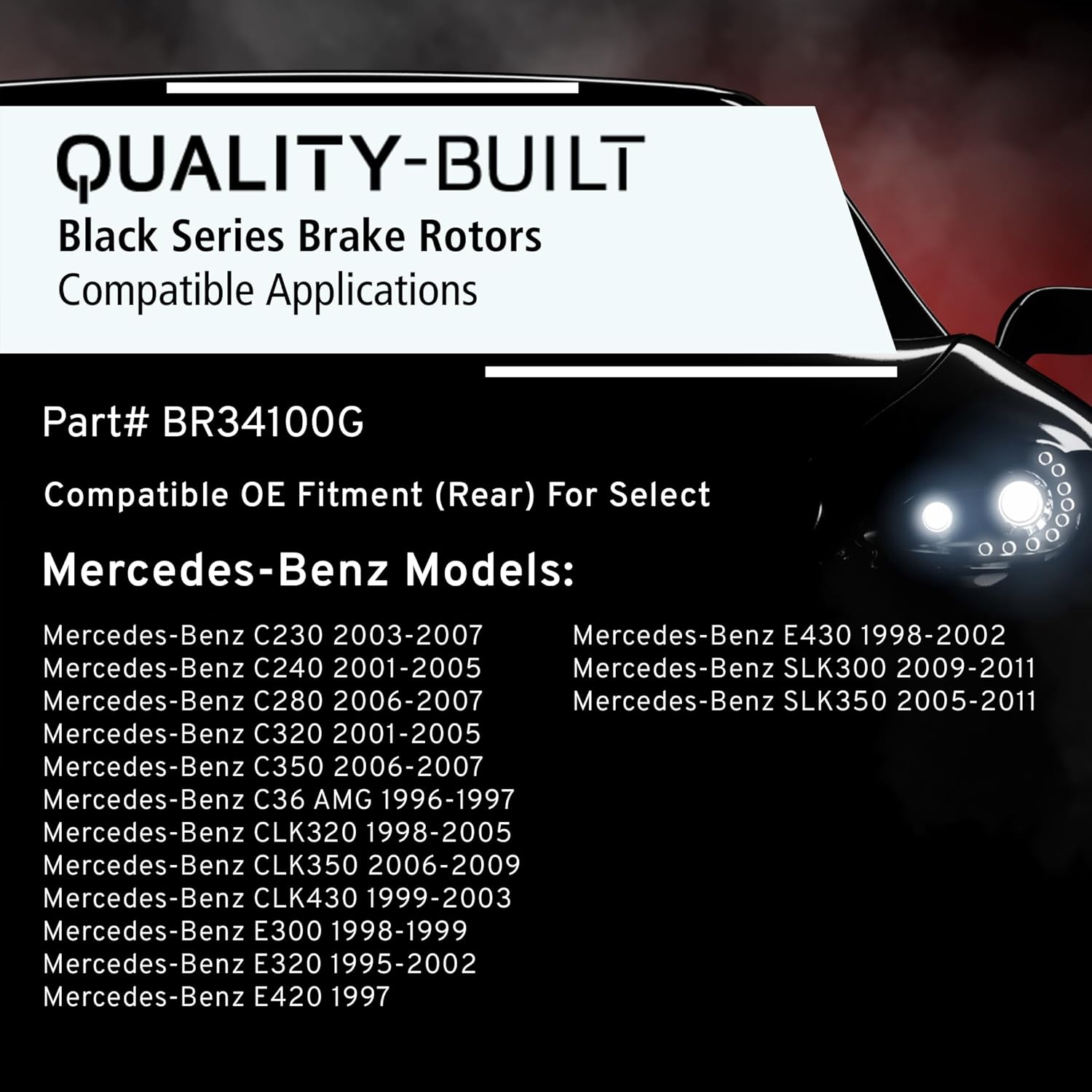 QUALITY-BUILT Rear Brake Rotor, Black Series BR34100G, Compatible with 1995-2011 Mercedes-Benz (C230,C240,C280,C320,C350,C36 AMG,CLK320,CLK350,CLK430,E300,E320,E420,E430,SLK300,SLK350)