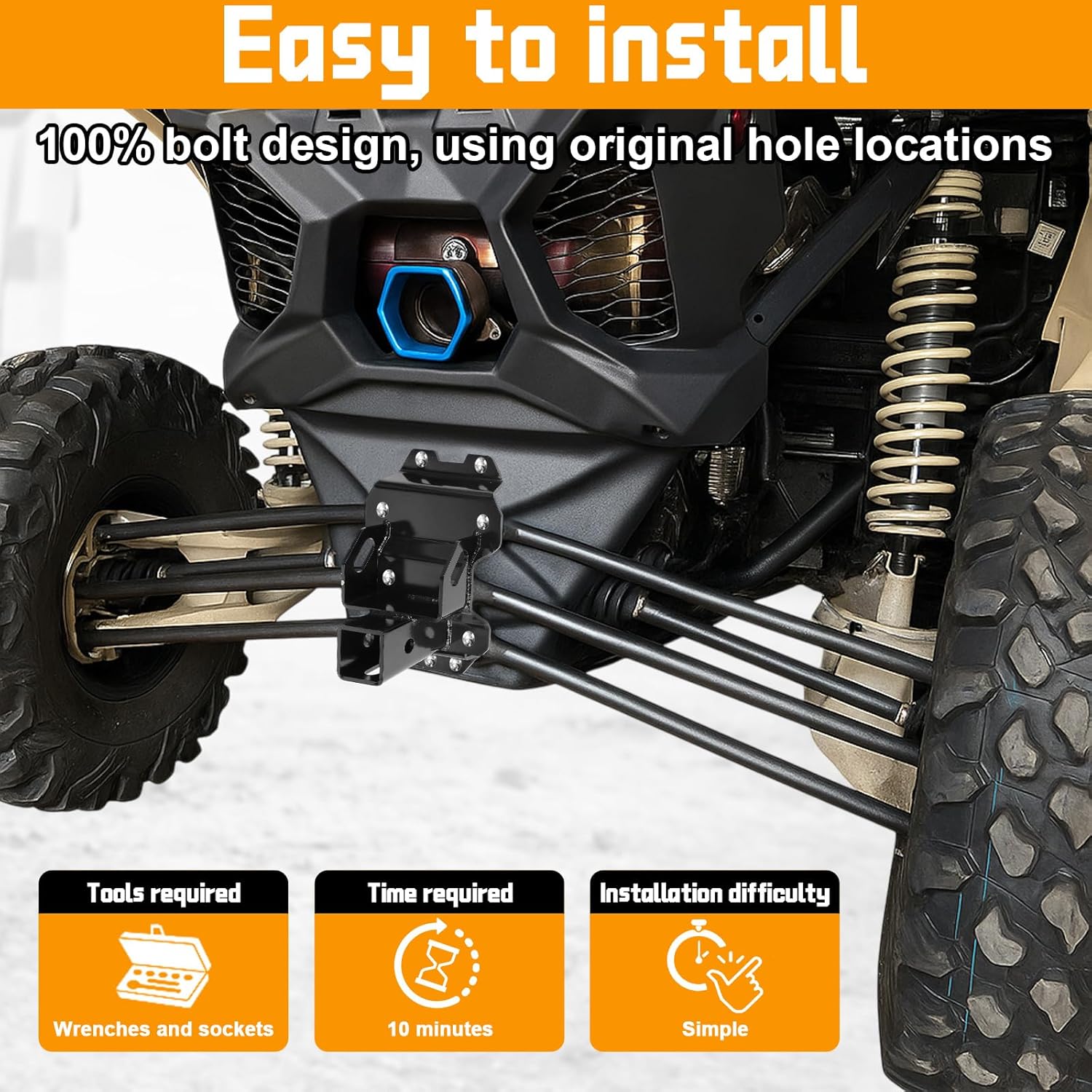 2 Inch Rear Trailer Towing Receiver Hitch No Drill Compatible with Can Am Maverick X3 Max 2022-2026