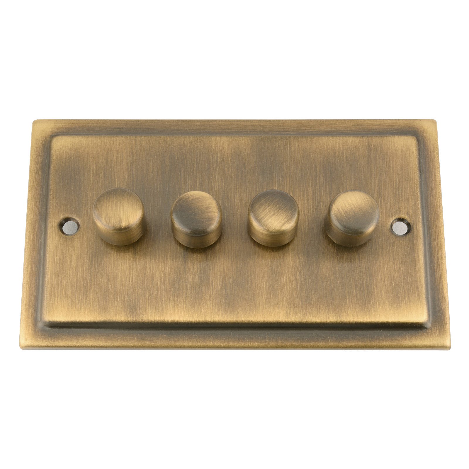 Light Dimmer Switch 4 Gang 2 Way 10 Amp - Push On/Off 400W - Victorian - Antique Brass