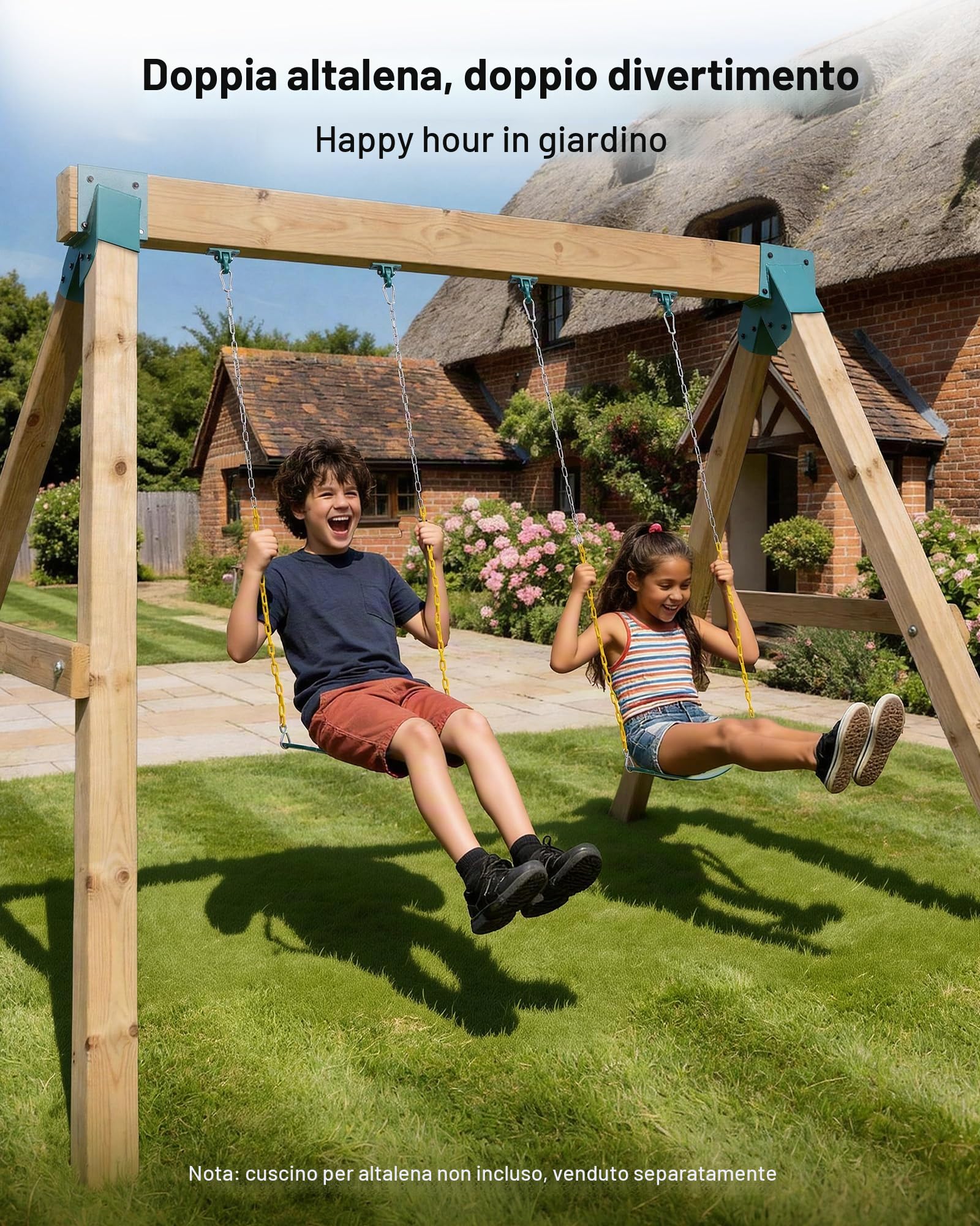 VEVOR Set di Staffe per Altalena, Set di Montaggio a Forma di A, con 2 Staffe ad A e 4 Ganci Resistenti, capacità di Carico di 567 kg per Pezzo, per Parco Giochi, Giardino e Attrezzature da Esterno