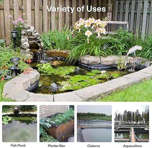 Miniatura 2 de VIVOSUN Revestimiento de estanque de 7 x 10 pies, 14.5 mil de largo para estanques LLDPE para cascadas, estanques y estanques de peces, color negro