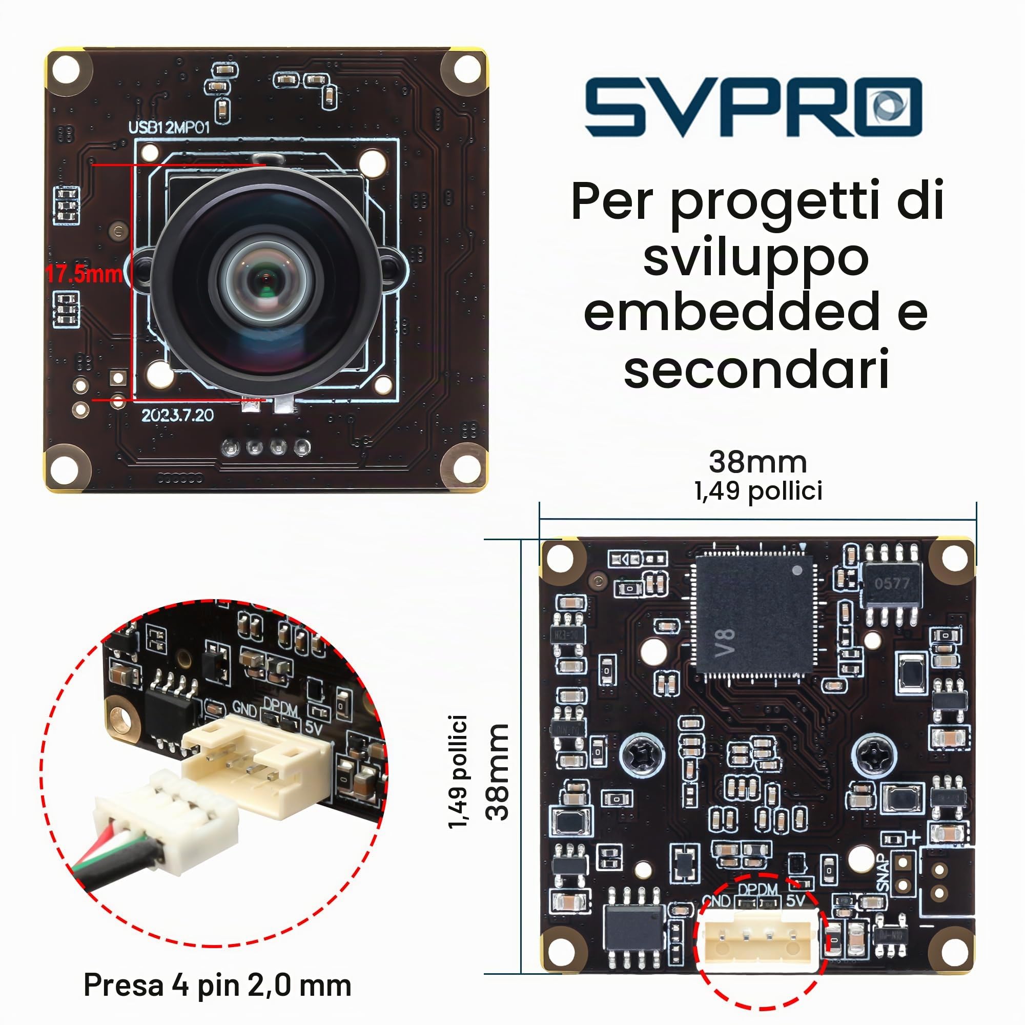 Svpro Modulo fotocamera USB 12 MP 4K 30 fps, IMX577 1080P 120 fps, telecamera ad alta velocità M12, grandangolo, PC, per Raspberry Pi