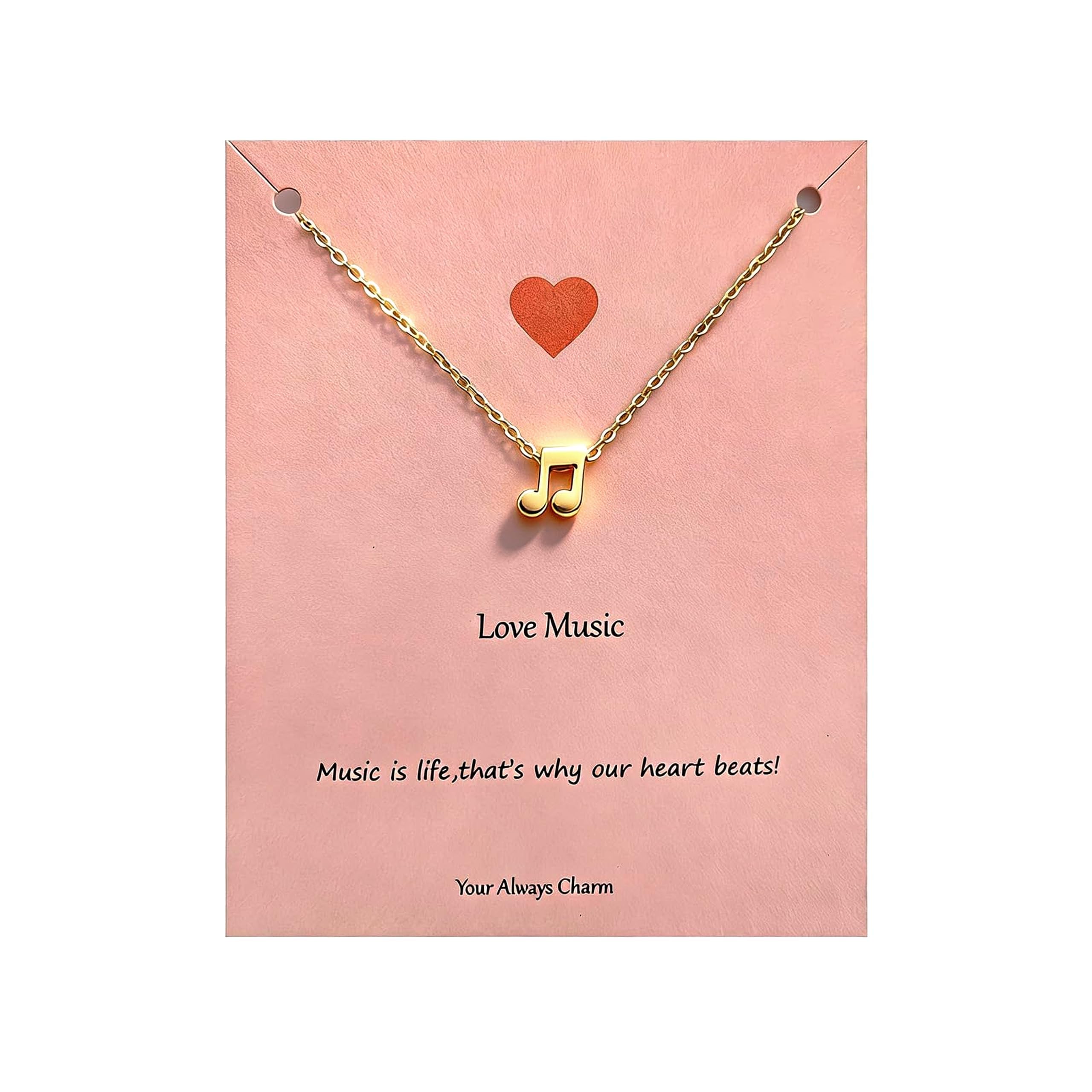 Heart Music Note Necklace for Women Valentines Day Gifts for Her Dainty Charm Necklace Treble Clef Necklaces Teacher Gifts for Musics Lovers Producer