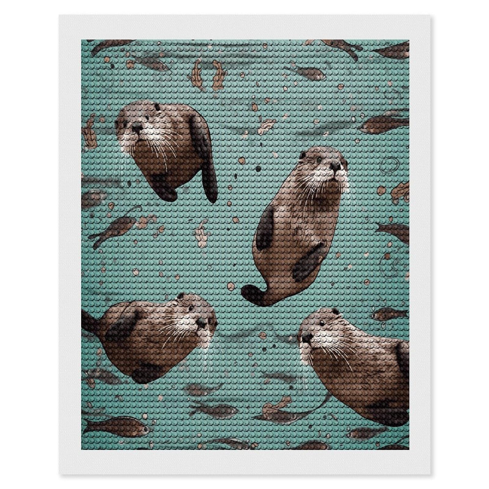 FekiLoot Otters Diamond Art Kits for Adults Diamond Painting Kits for Beginners DIY Diamond Art Kits Round Full Drill Diamond Dot Gem Painting for Home Wall Decor Gift 16"x20"